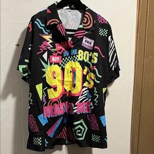 90's Inspired Graphic Button Down Shirt
